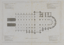216350 Plattegrond van de Domkerk te Utrecht; met weergave van het in 1674 ingestorte gedeelte, waaronder de zuilen en ...